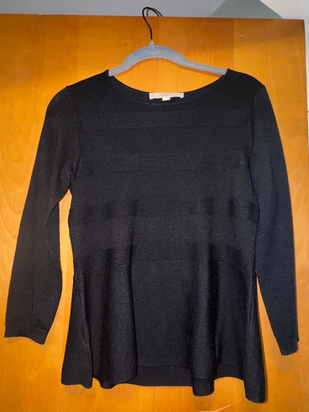 LOFT Black Long Sleeve Swing Knit Top